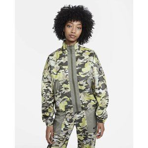 Nike Womens Woven Floral Camo Full Zip Jacket Green 2XL CZ8184-325